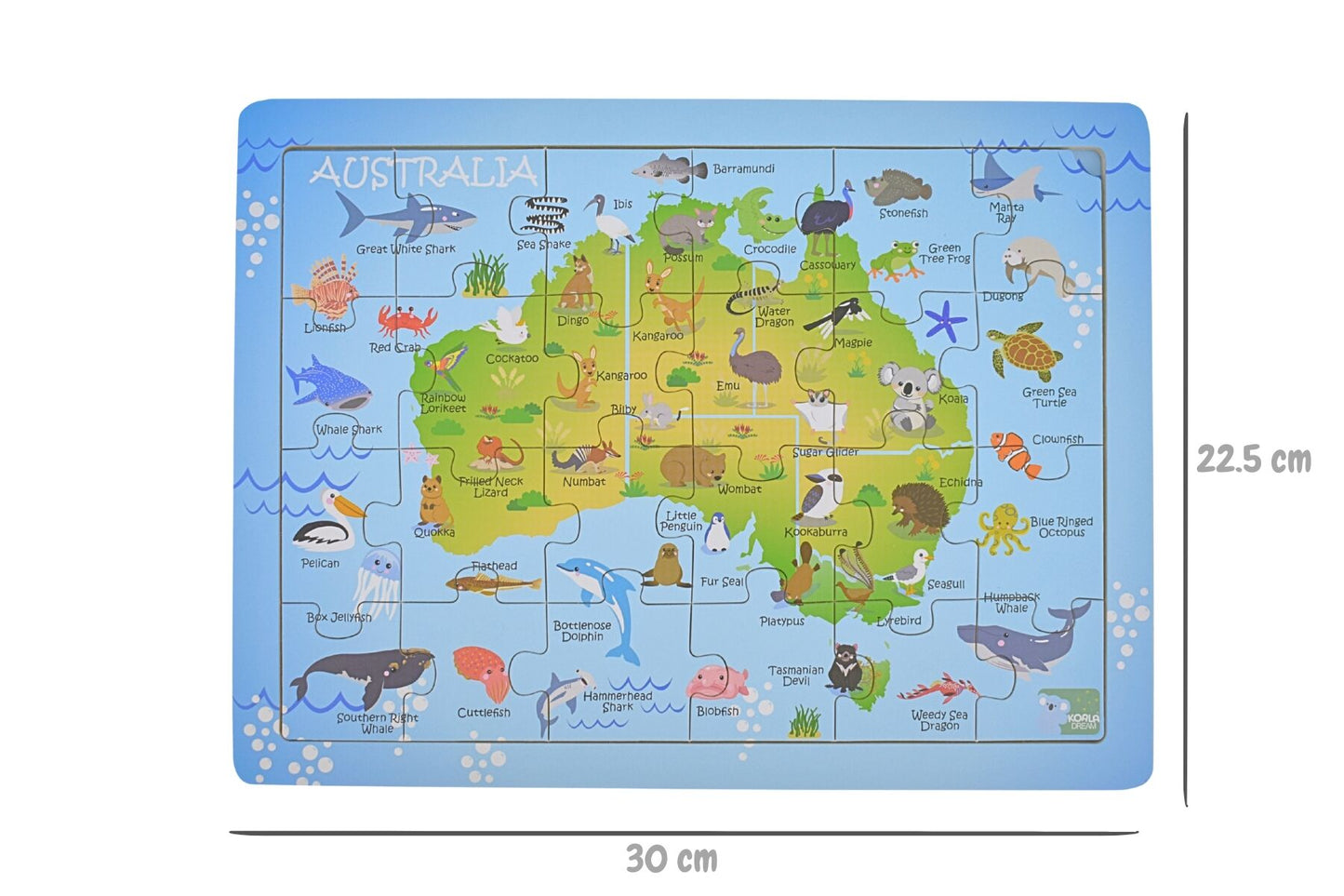 24 Pc Jigsaw Puzzle Australian Map Aussie Animal And Landmark