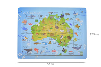 24 Pc Jigsaw Puzzle Australian Map Aussie Animal And Landmark