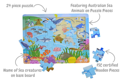 24 Pc Jigsaw Puzzle Aussie Sea Animals And Their Names