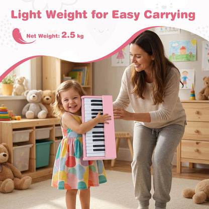 30 Key Mini Digital Piano | Removable Music Stand | Pink