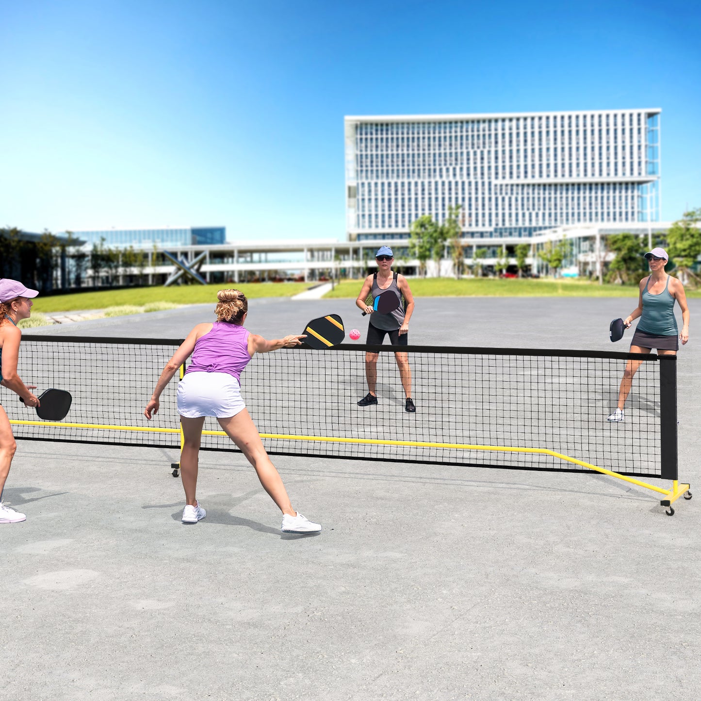 6.75m Portable Pickleball Net with 6 Lockable Wheels for Outdoor Indoor