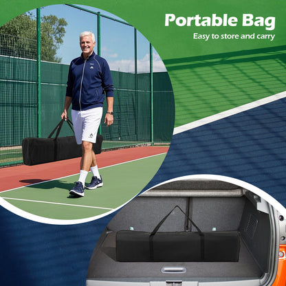 6.75m Black Yellow Portable Pickleball Net | 6 Lockable Wheels