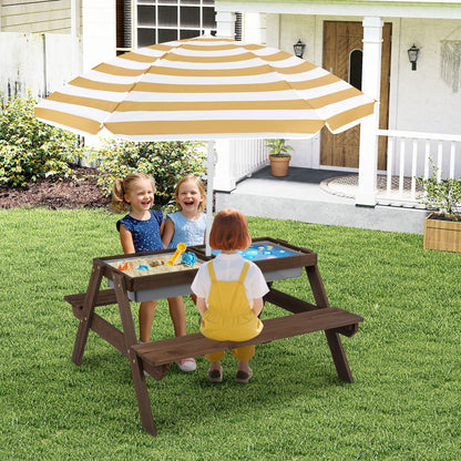3 In 1 Kids Picnic Table | Water Sand Play | Adjustable Umbrella