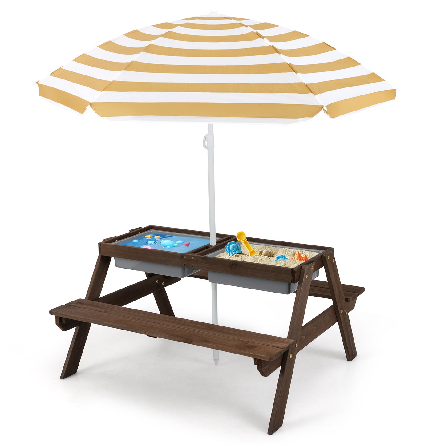 3 In 1 Kids Picnic Table | Water Sand Play | Adjustable Umbrella