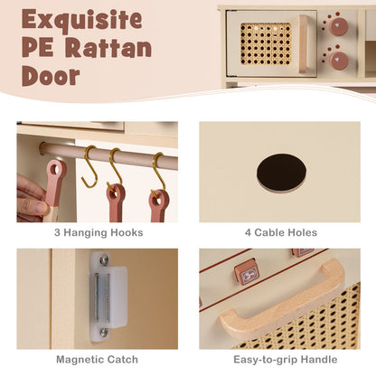 Yellow Wooden Play Kitchen | Lights Sounds Ice Machine Accessories