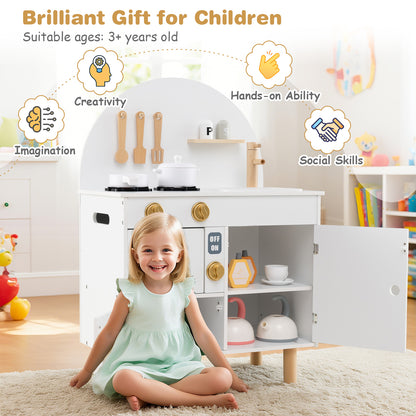 White Wooden Play Kitchen Set | Stoves Faucet & Accessories