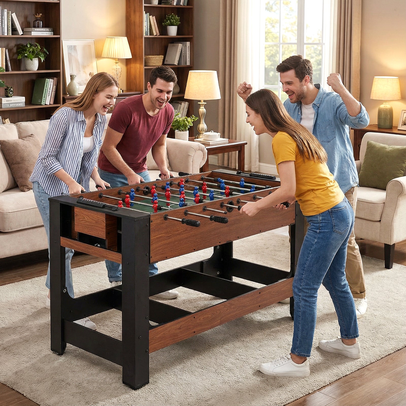 2 In 1 Foosball Pool Table | Rotating Brown Gaming Table – Kids Mega Mart
