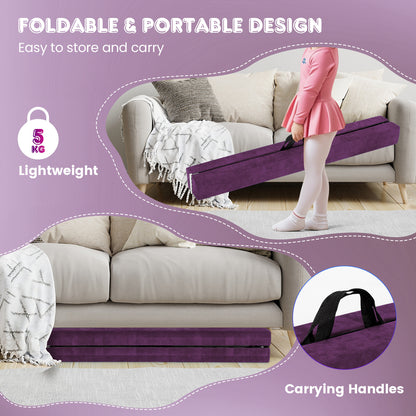 Purple Portable Gymnastic Balance Beam | Anti-Slip Foldable