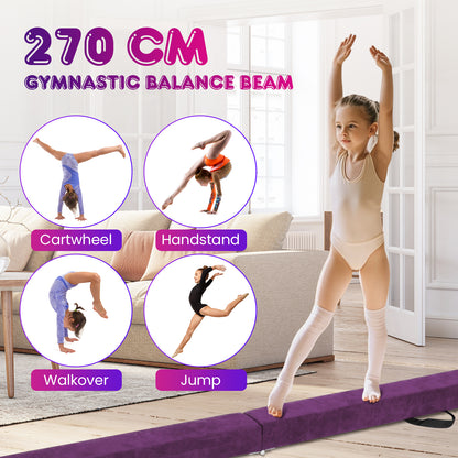 Purple Portable Gymnastic Balance Beam | Anti-Slip Foldable