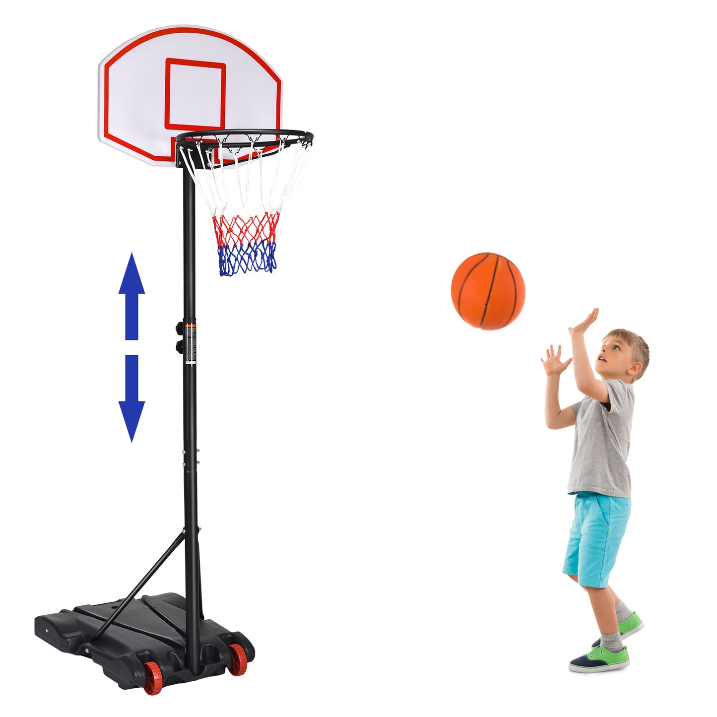 Adjustable Kids Basketball Hoop Stand | Indoor Outdoor With Wheels