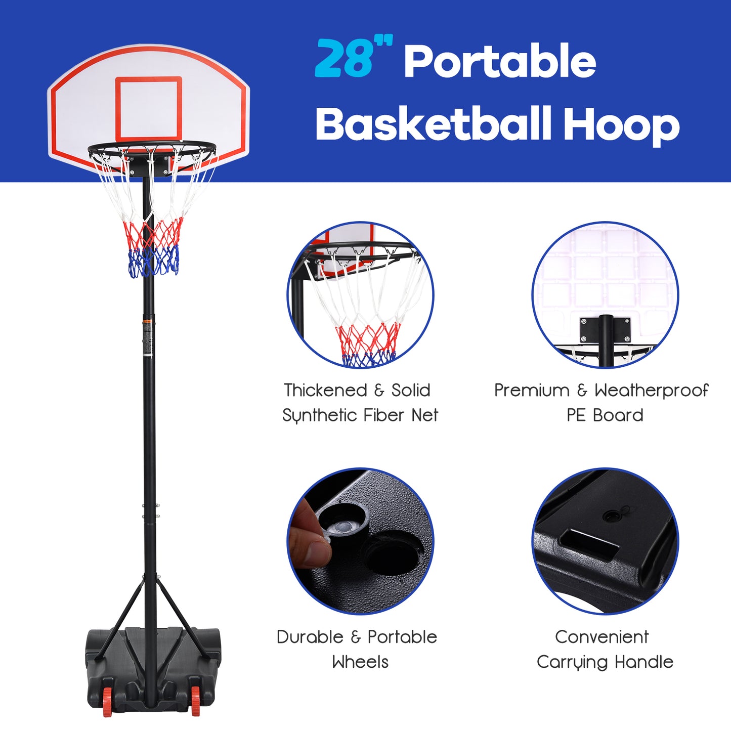 Adjustable Kids Basketball Hoop Stand | Indoor Outdoor With Wheels