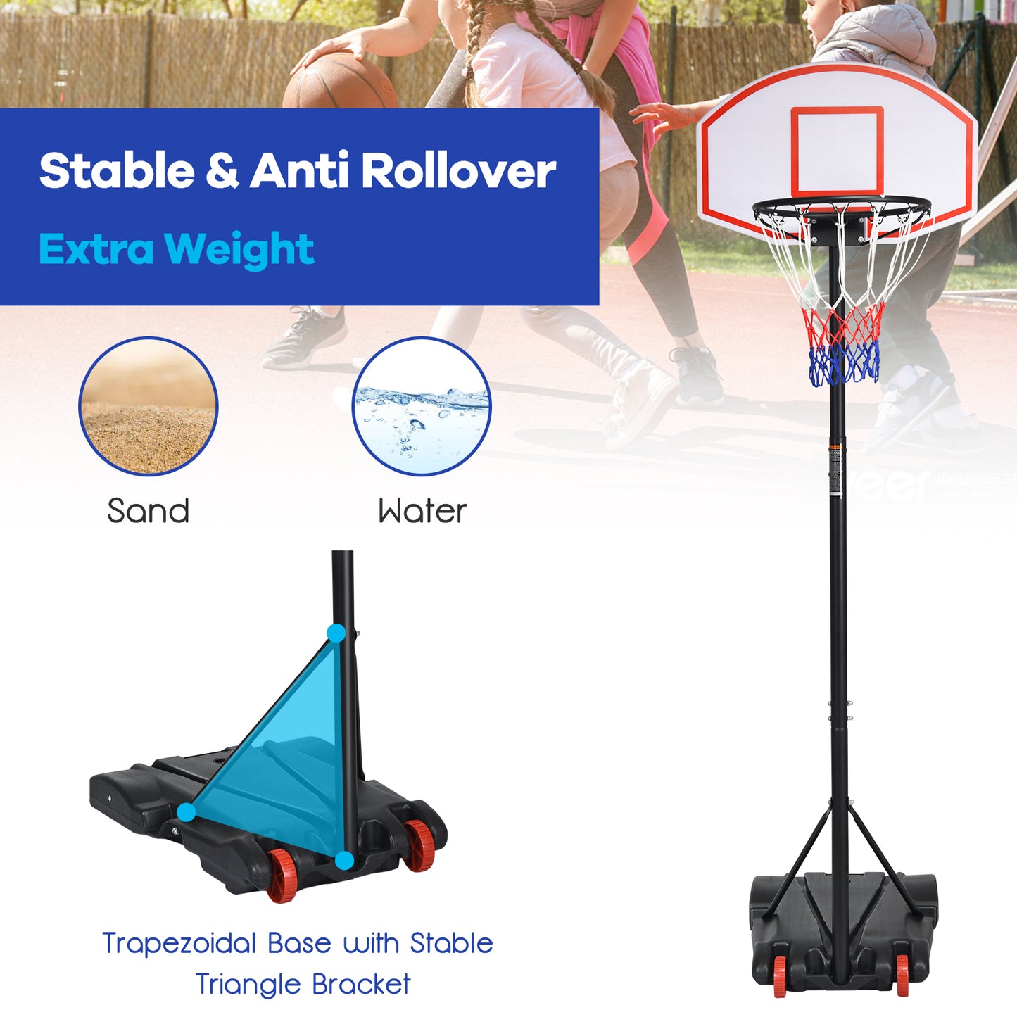 Adjustable Kids Basketball Hoop Stand | Indoor Outdoor With Wheels