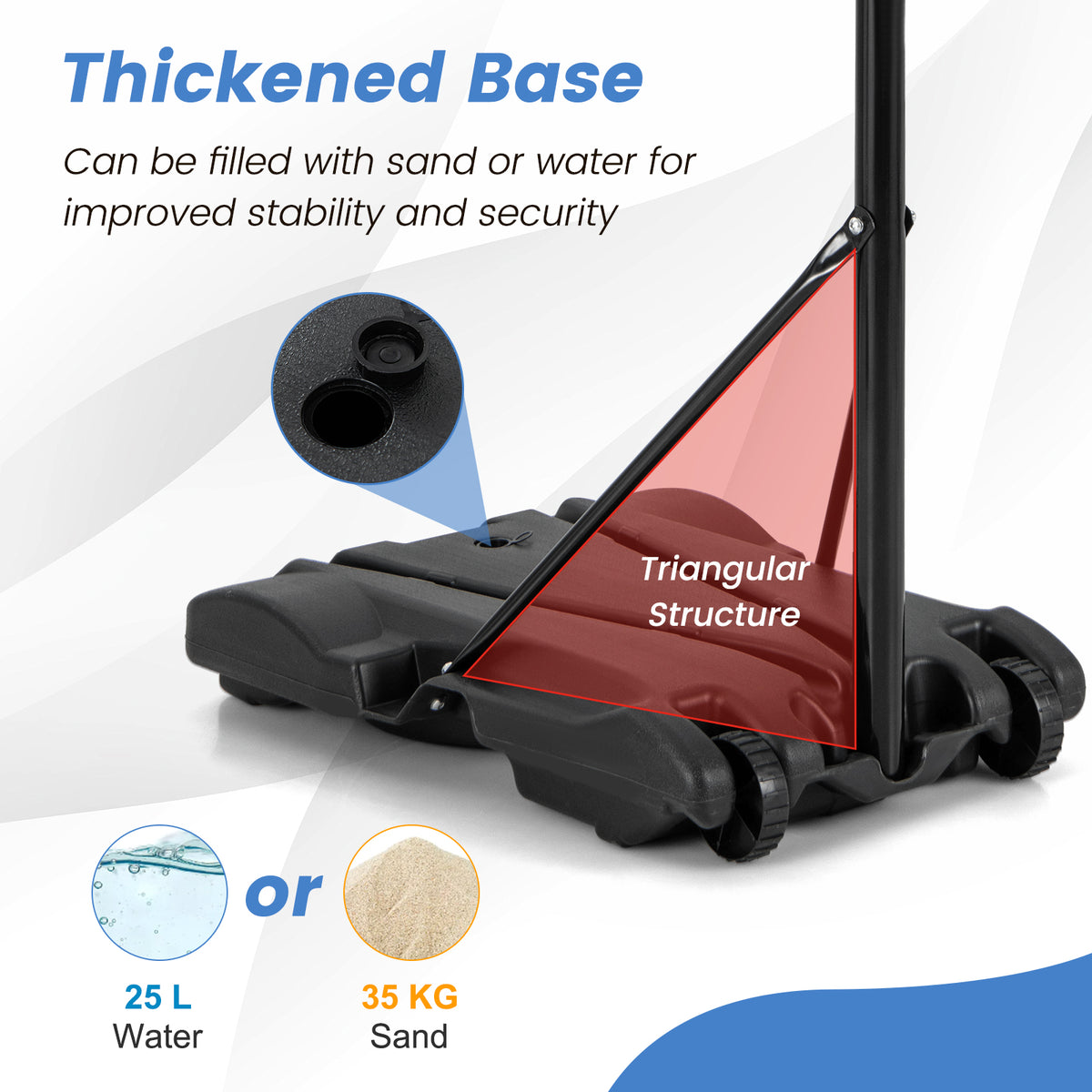 Black Basketball Hoop Stand | Adjustable Height & Fillable Base