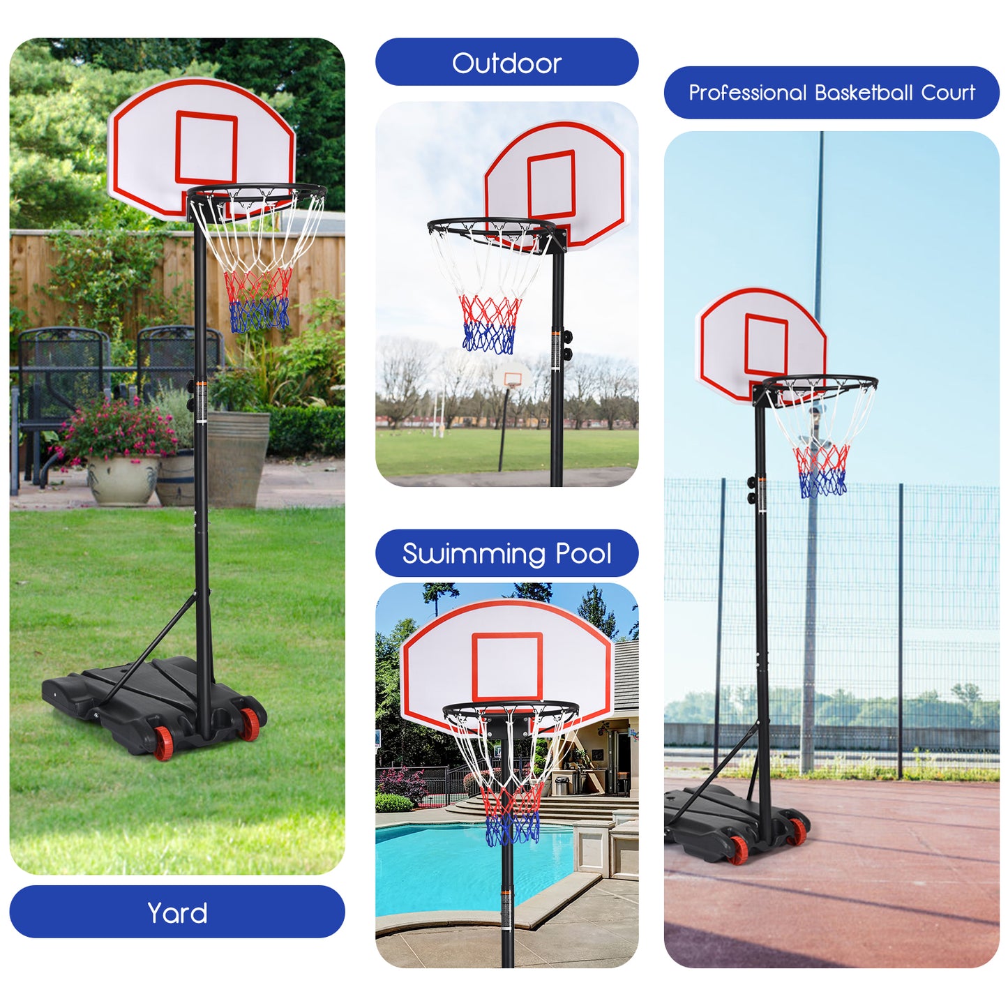 Adjustable Kids Basketball Hoop Stand | Indoor Outdoor With Wheels