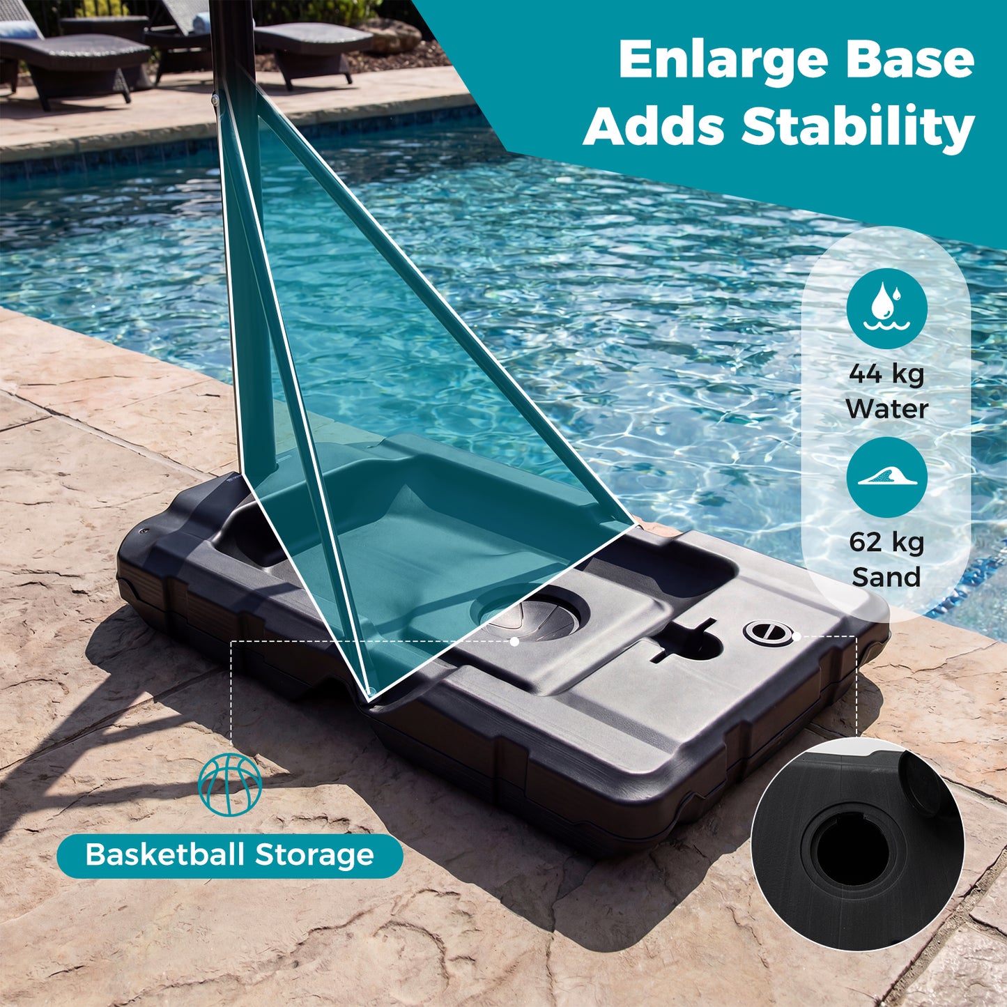 Black Adjustable Basketball Hoop System | 18 Heights & Wheels
