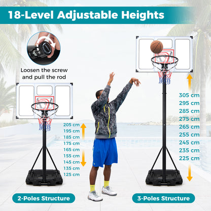 Black Adjustable Basketball Hoop System | 18 Heights & Wheels