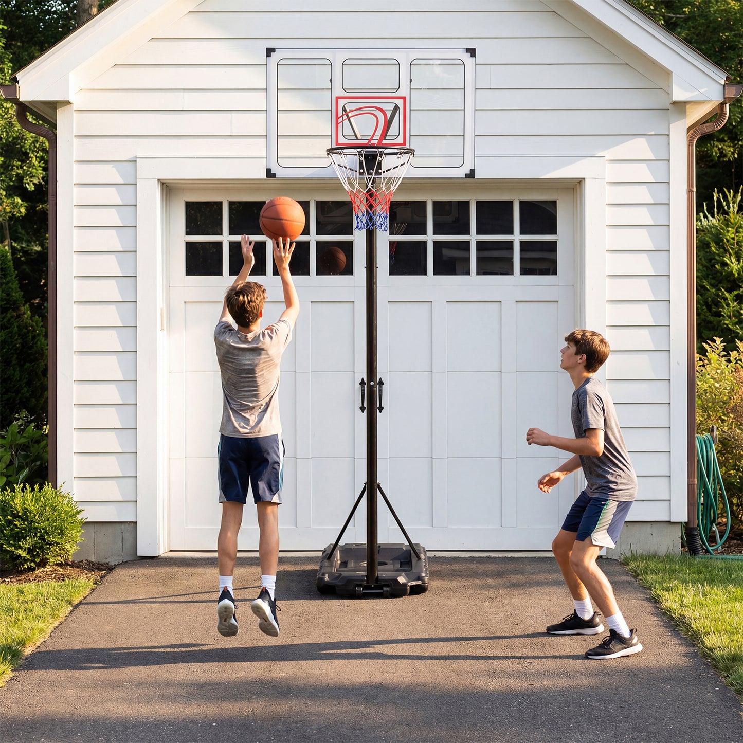 Black Adjustable Basketball Hoop System | 18 Heights & Wheels