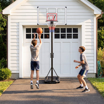 Black Adjustable Basketball Hoop System | 18 Heights & Wheels