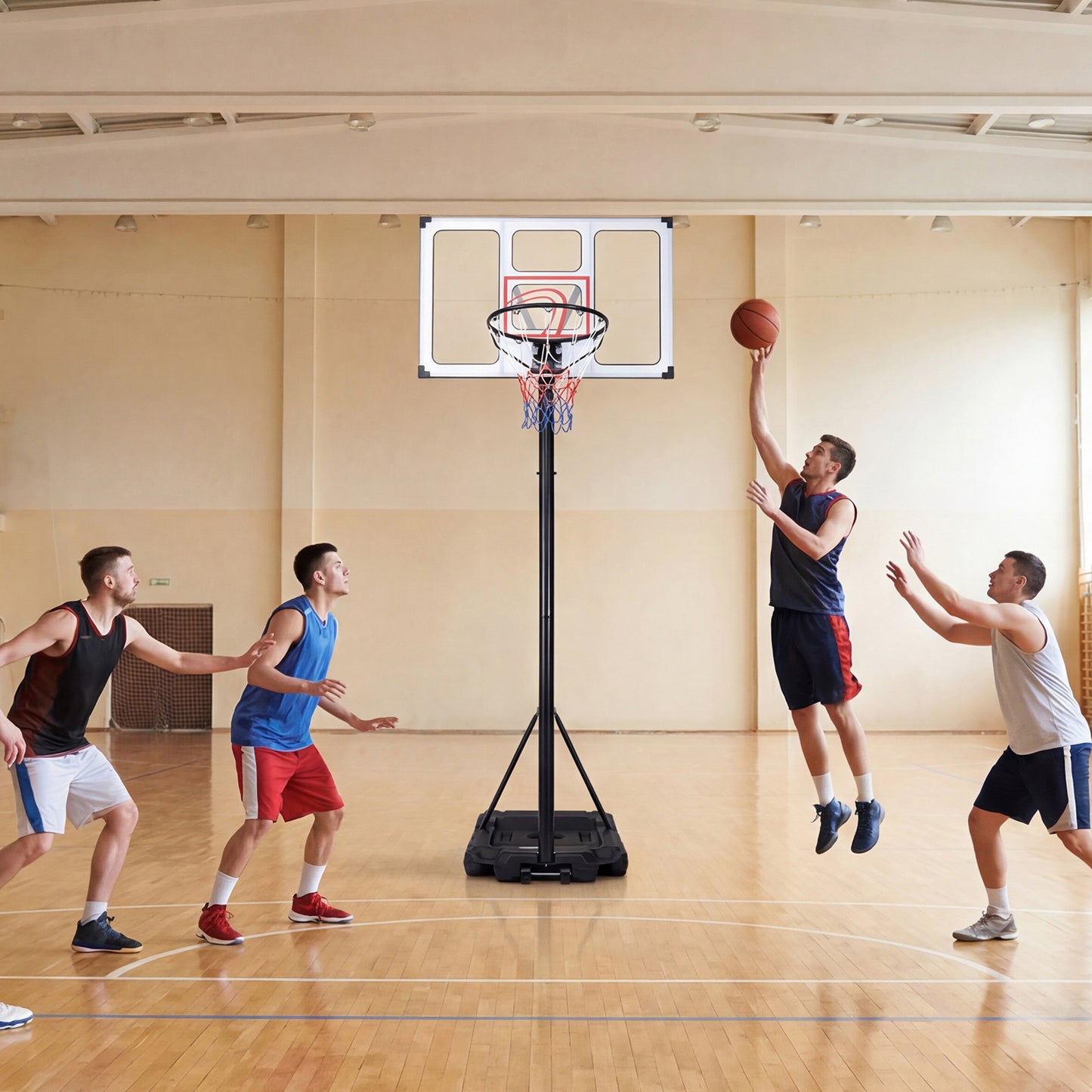 Black Adjustable Basketball Hoop System | 18 Heights & Wheels