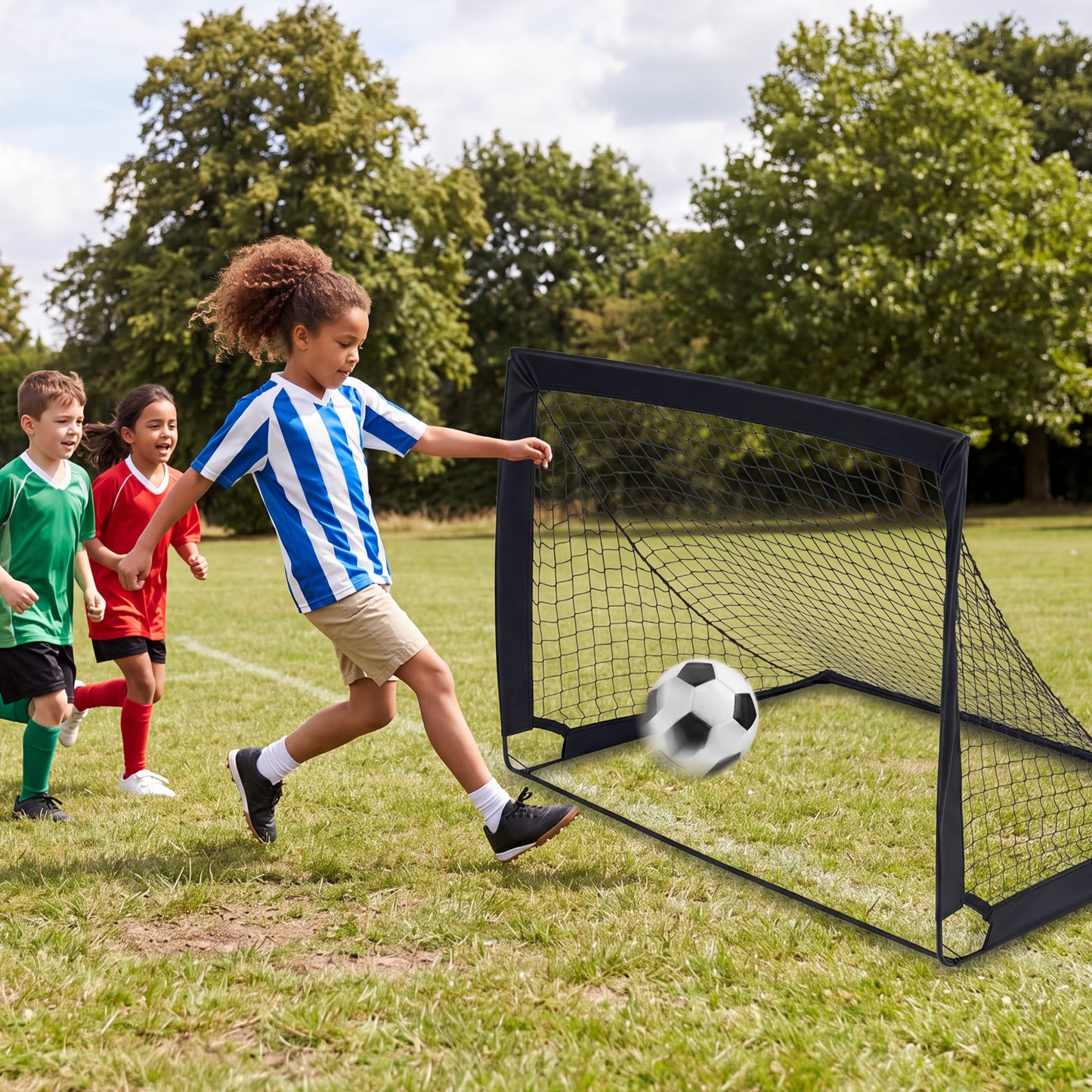 Costway Portable Football Goals Set of 2 120x92cm Pop Up Nets with Carry Bag
