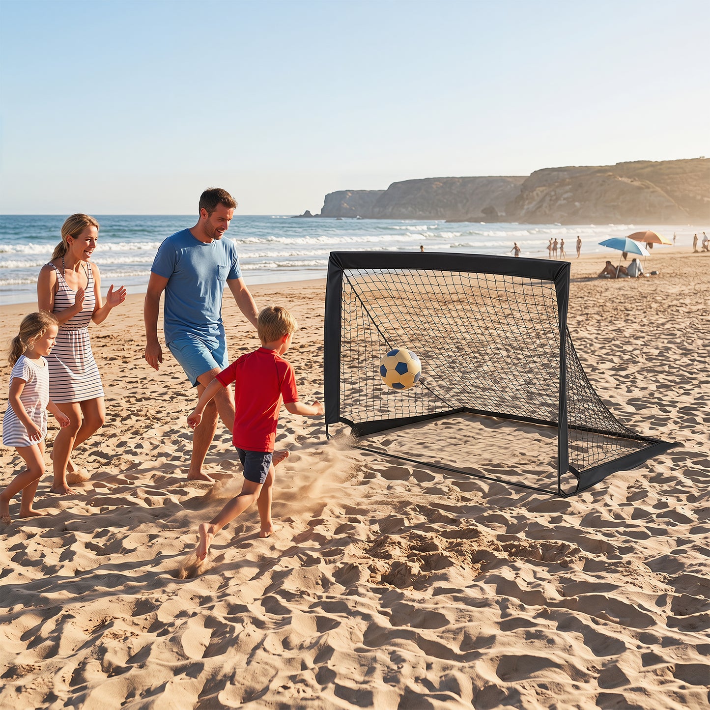 Black Portable Pop-Up Football Goals Set of 2 | 120x92cm