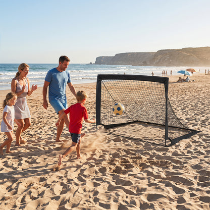 Black Portable Pop-Up Football Goals Set of 2 | 120x92cm
