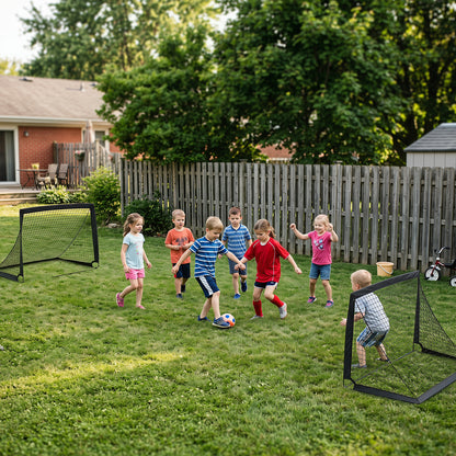 Black Portable Pop-Up Football Goals Set of 2 | 120x92cm