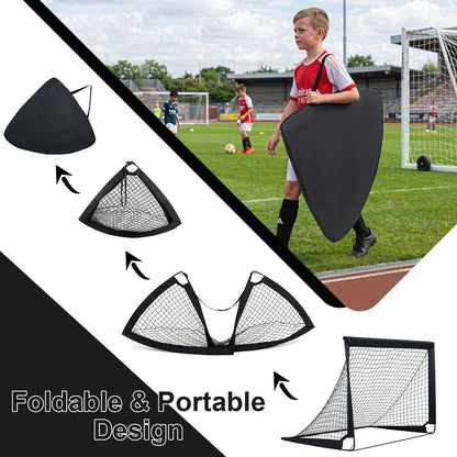 Black Portable Pop-Up Football Goals Set of 2 | 120x92cm