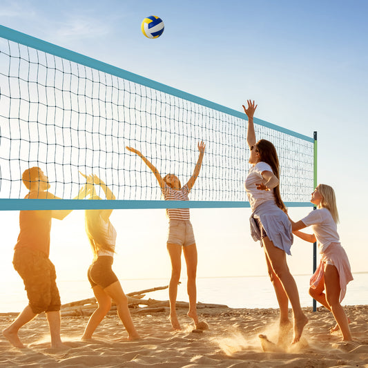 Portable Outdoor Volleyball Net Set with Height Adjustable Poles for Backyard-Green