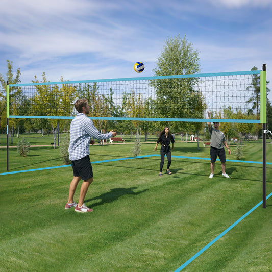 Portable Outdoor Volleyball Net Set With Height Adjustable Poles For Backyard Green