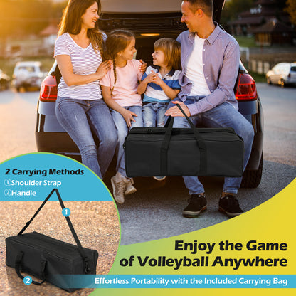 Portable Outdoor Volleyball Net Set With Height Adjustable Poles For Backyard Yellow