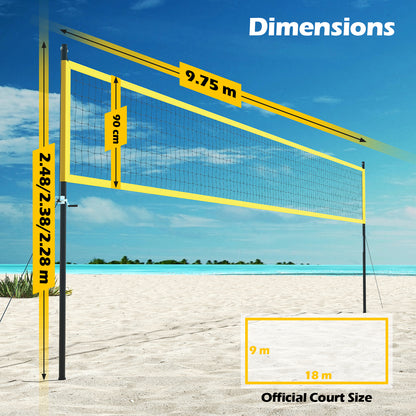Portable Outdoor Volleyball Net Set With Height Adjustable Poles For Backyard Yellow