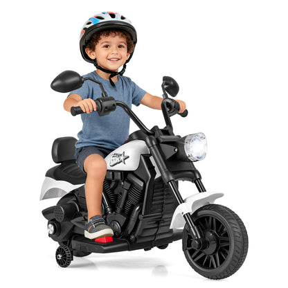 6V Electric Ride On Motorcycle | Training Wheels & Music White