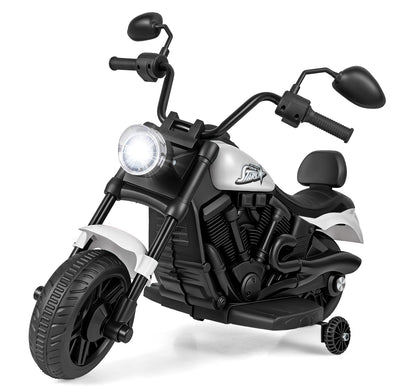 6V Electric Ride On Motorcycle | Training Wheels & Music White