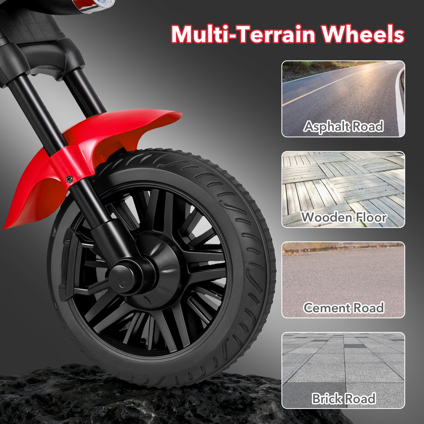 6V Electric Ride On Motorcycle | 25W Motor | Training Wheels Red