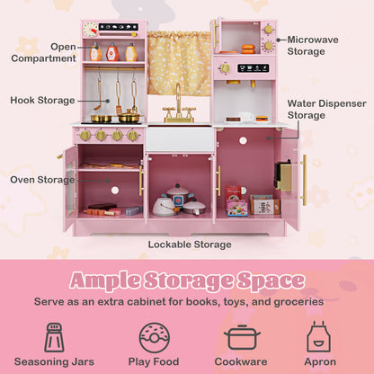 Pink Kids Pretend Kitchen | Coffee Maker Sink Light Sound 3+