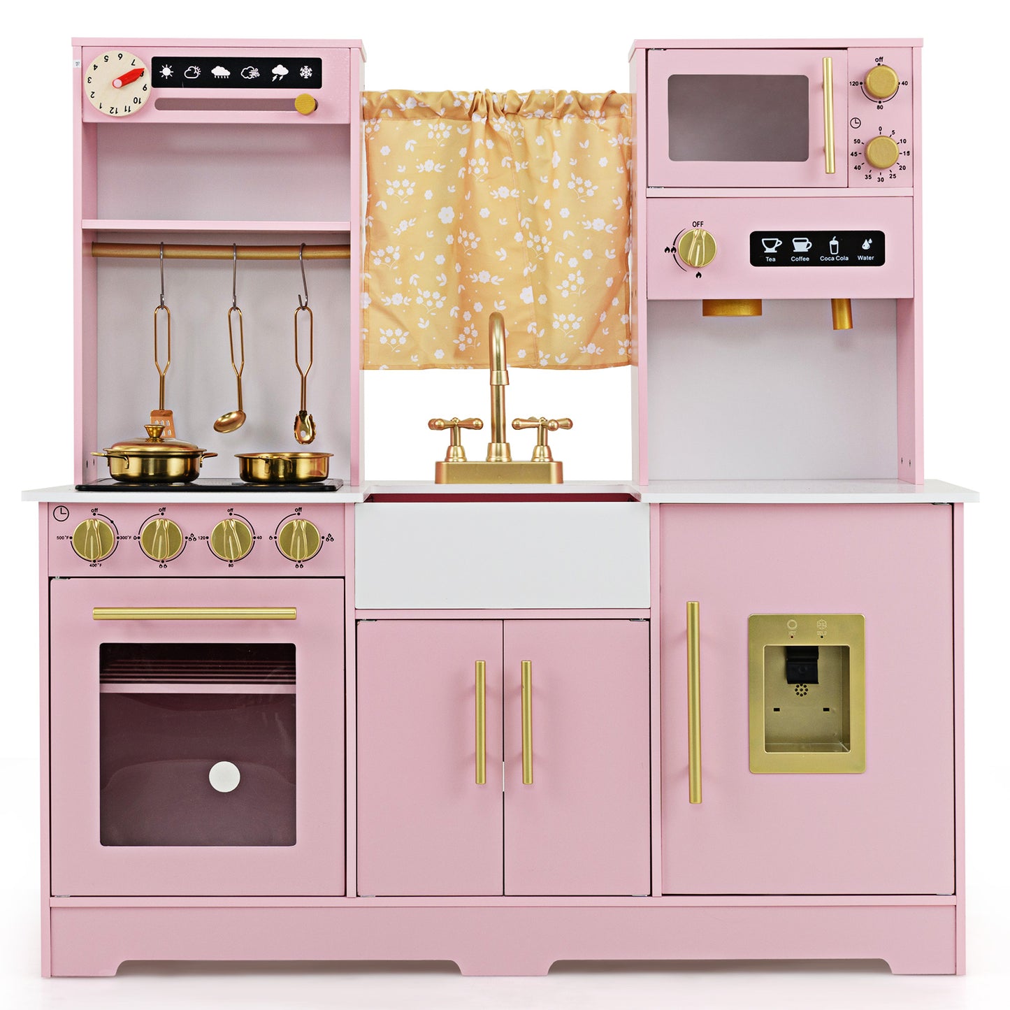 Pink Kids Pretend Kitchen | Coffee Maker Sink Light Sound 3+