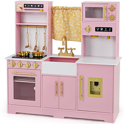 Pink Kids Pretend Kitchen | Coffee Maker Sink Light Sound 3+