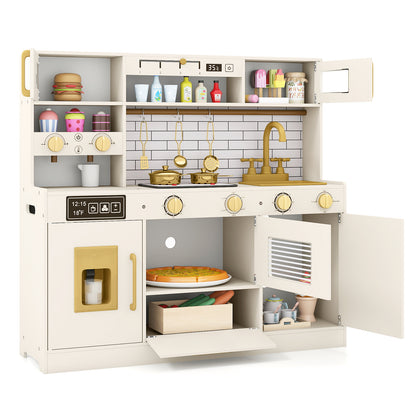 Kids Play Kitchen Set | Beige Toy Kitchen With Water Dispenser