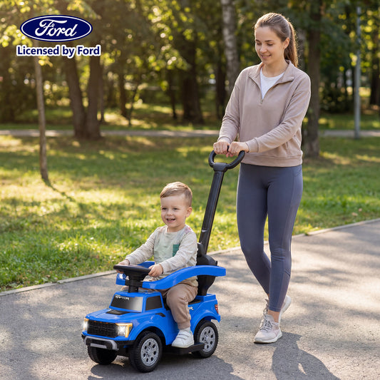 Blue Ford 3 In 1 Toddler Push Car | LED Lights & Sounds