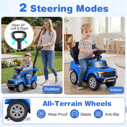 Blue Ford 3 In 1 Toddler Push Car | LED Lights & Sounds