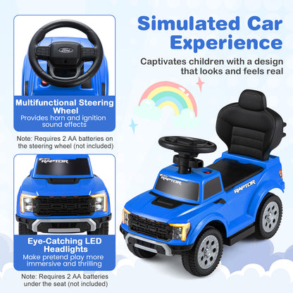 Blue Ford 3 In 1 Toddler Push Car | LED Lights & Sounds