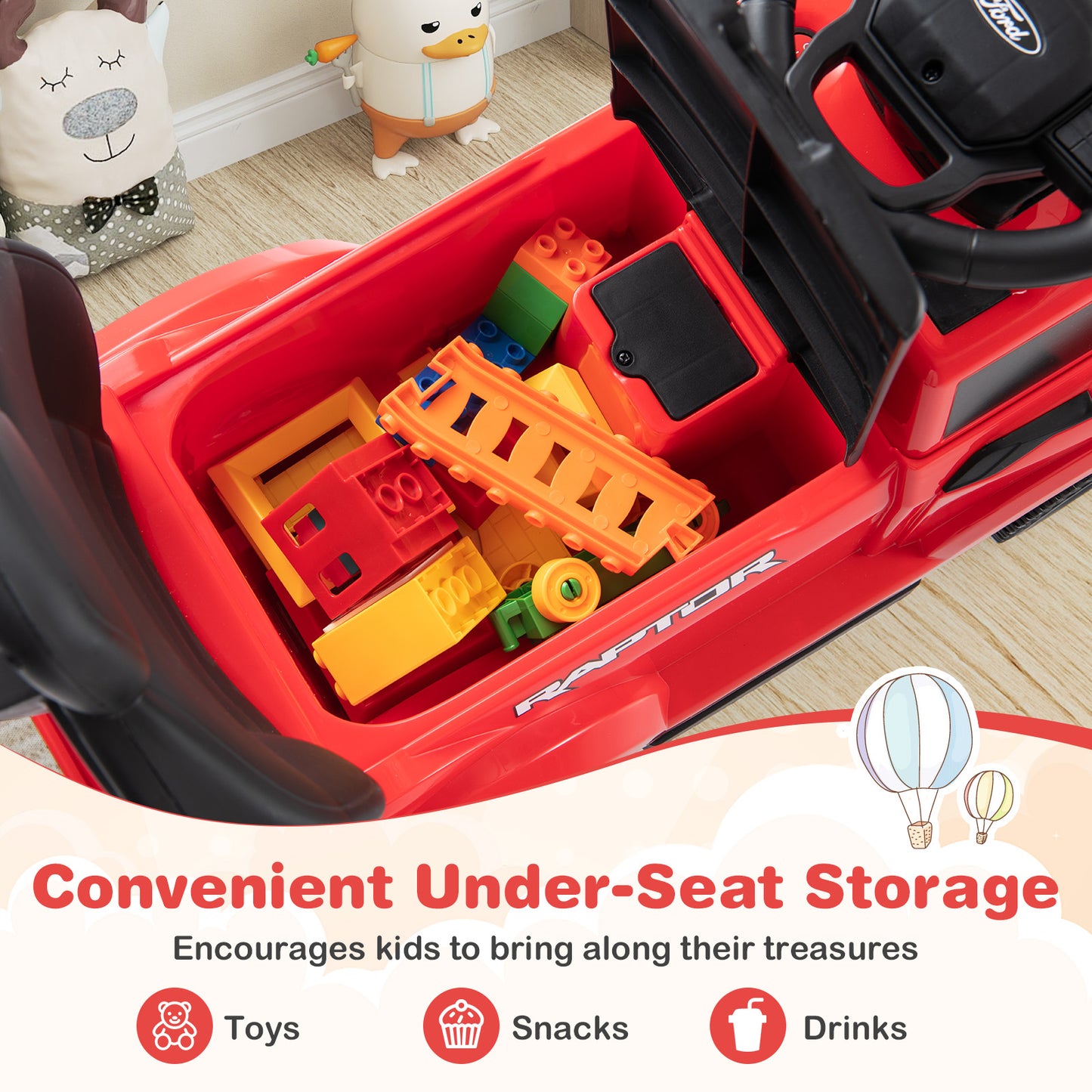 Red Ford 3-In-1 Toddler Push Car | LED Lights & Ignition Sound