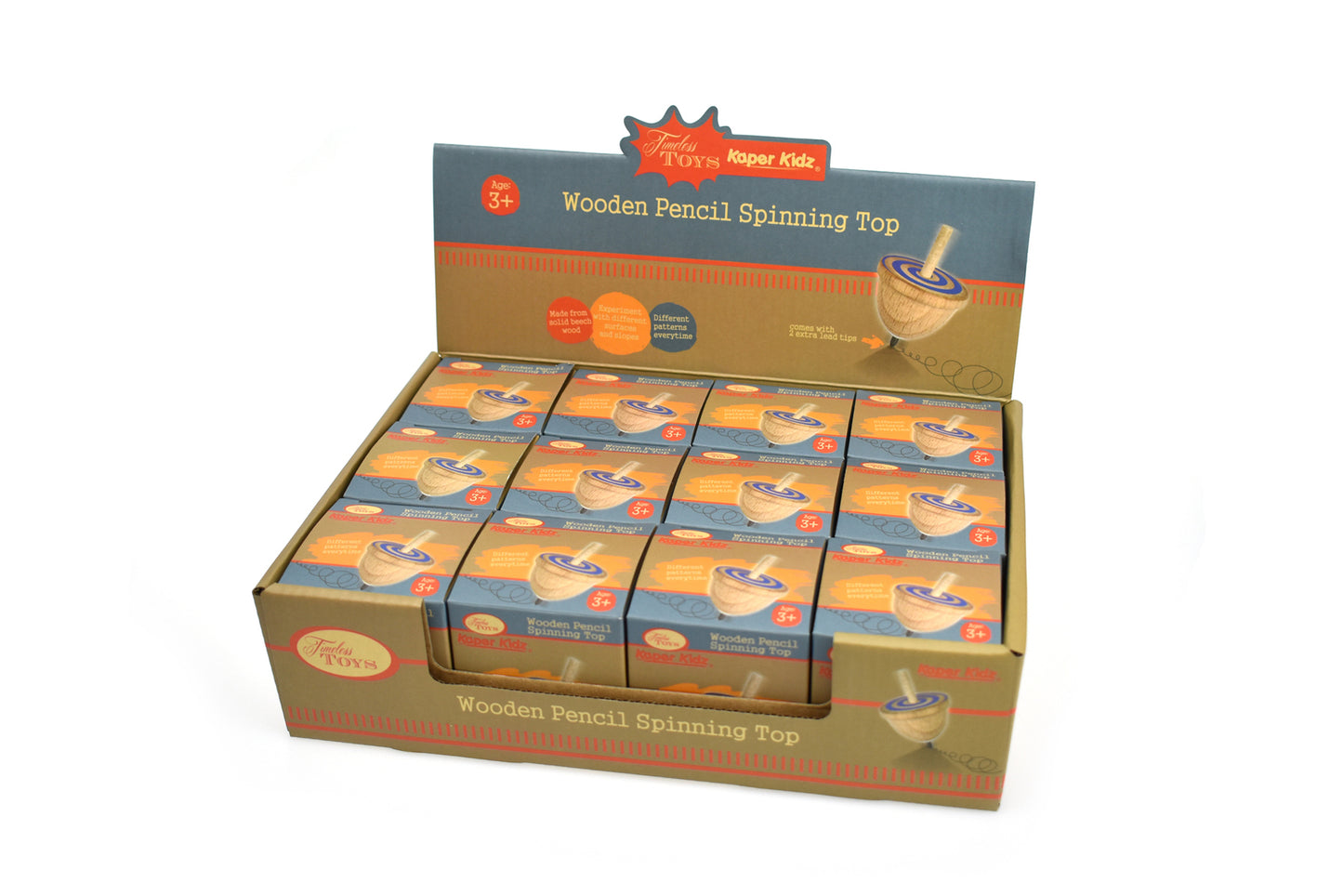 Wooden Drawing Spinning Top 3 Pack | Beech Wood Art Toy