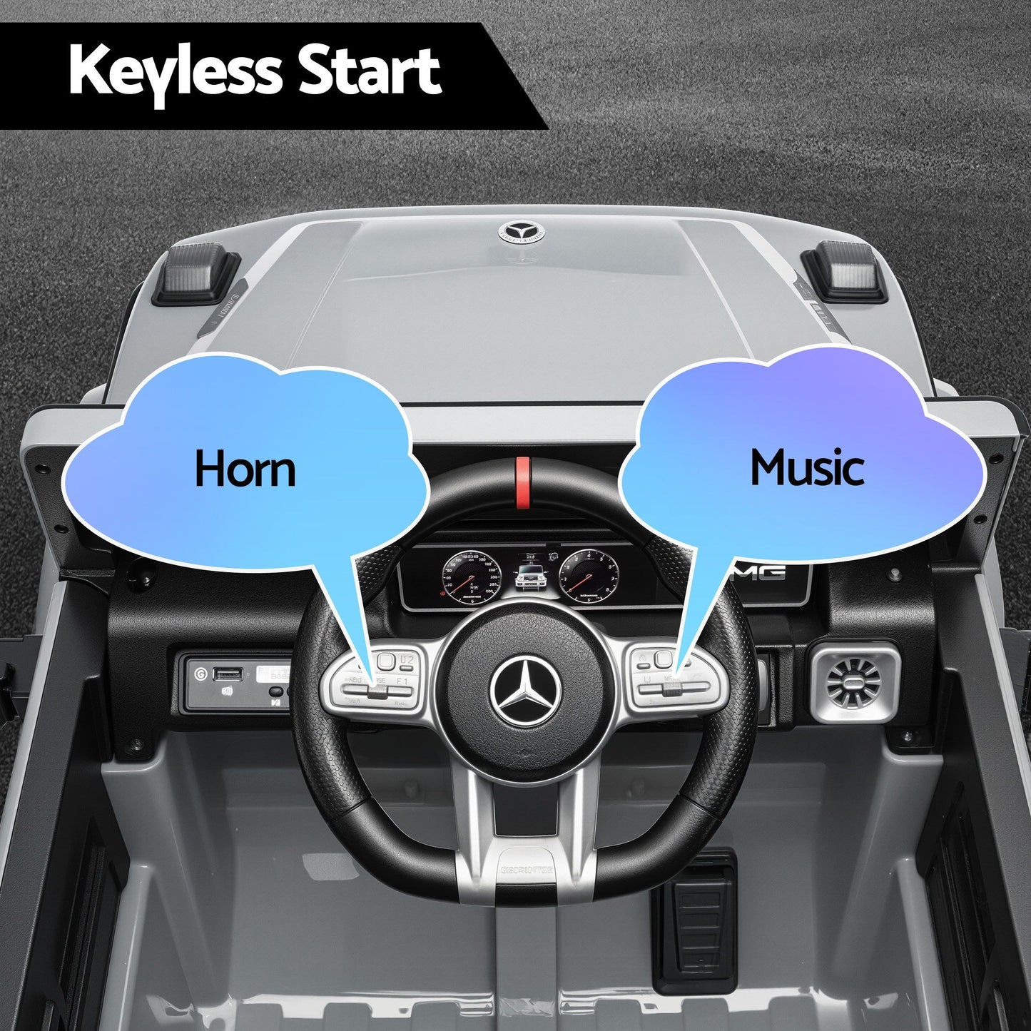 Kids Electric Ride On Car G63 Toy Cars Remote Control Grey