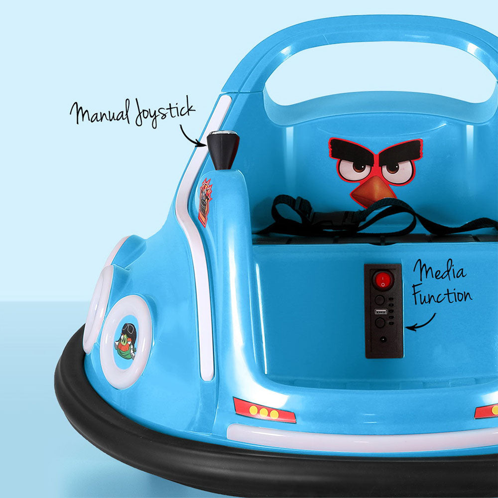 Remote-controlled electric bumper car for kids indoor fun and entertainment at home.