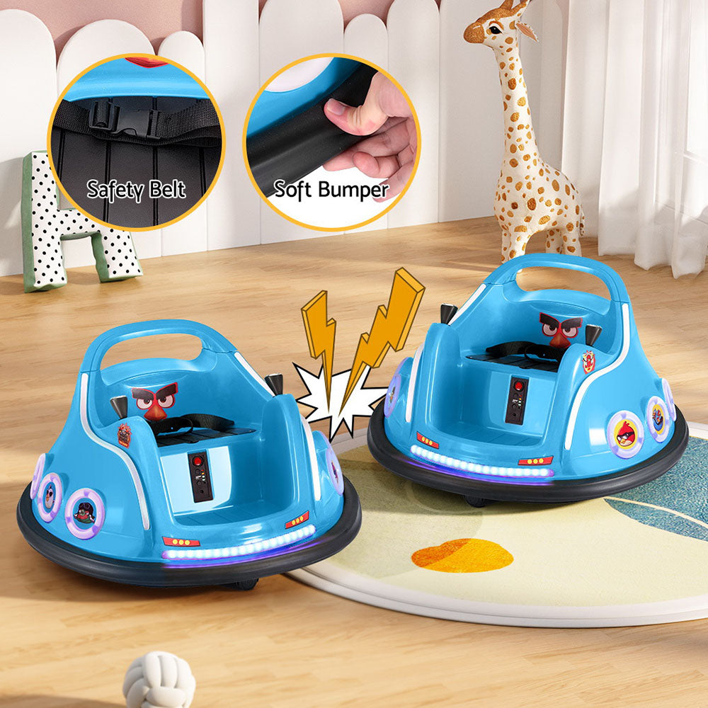 Kids electric bumper car with remote control, perfect for home fun and entertainment.