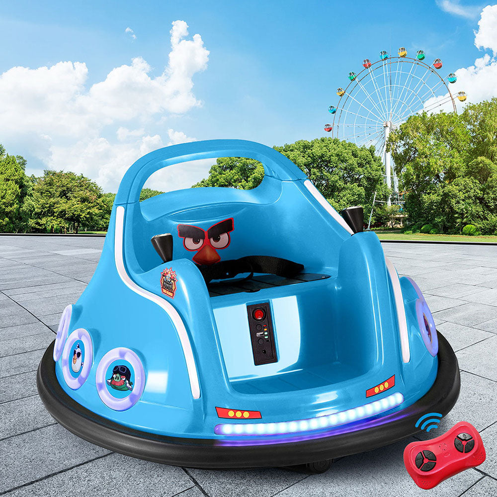 Electric kids bumper car with remote control for interactive home play. Fun and safe.