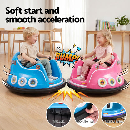 Kids Ride On Car Bumper Electric Toys Cars with Remote Control Stickers Light Blue Pink