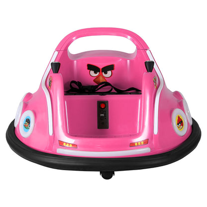 Remote-controlled pink bumper car for kids, perfect for indoor playtime fun at home.